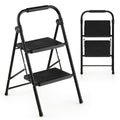 2-Stufige Leiter Klappbarer Tritthocker Mit Gepolstertem Handgriff 47 X 39 X 71 Cm Schwarz