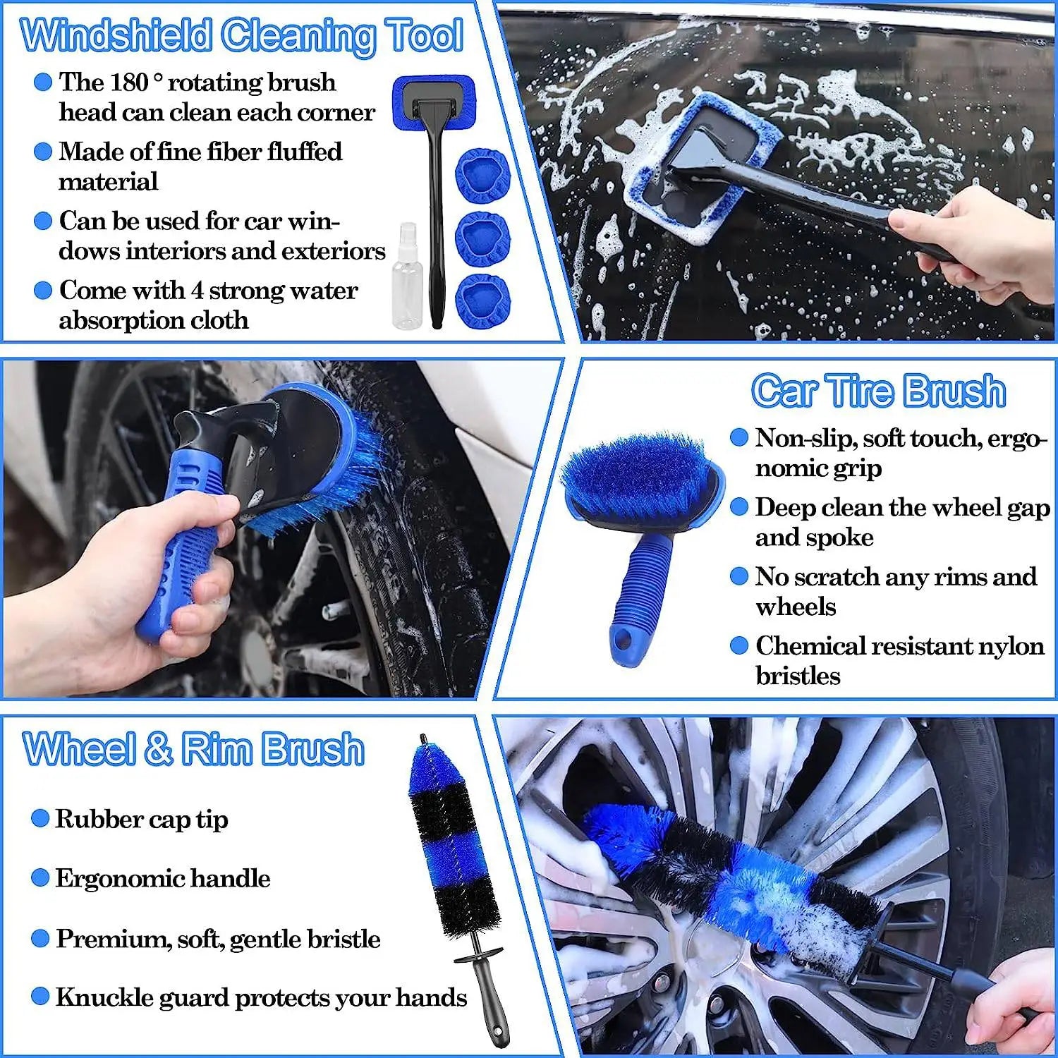 (US-DE Shipping) 26Pcs Car Detailing Brush Set Drill