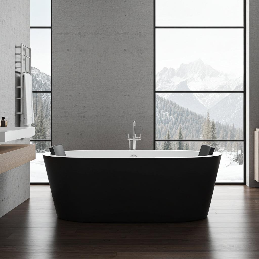 Badewanne Maggiore II Whirlpool Schwarz Bad Wanne Badausstattung Luftdüsen