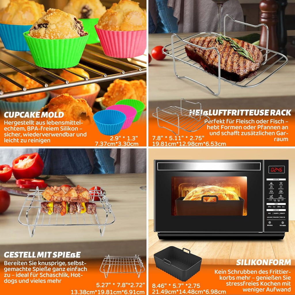 Ninja Heißluftfritteuse Zubehör - Airfryer Zubehör Set Für Ninja Foodi Max Dual Zone AF400EU/AF300EU, AF400EUCP, DZ400EU, 7,6L–9,5L | Bpa-Frei, Spülmaschinenfest, Wiederverwendbar