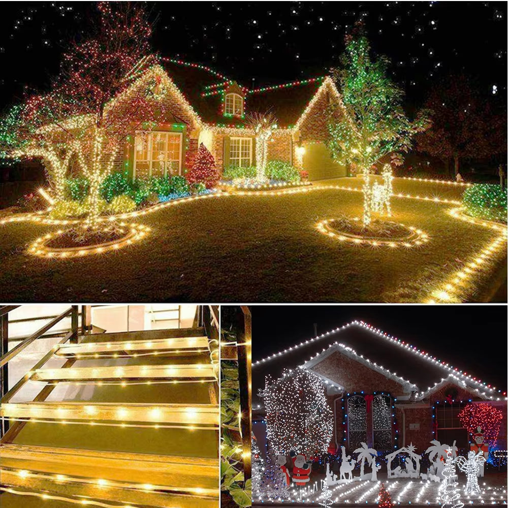 EU 220V LED Rope Tube String Fairy Lights 360 Degree Ligthing Waterproof Outdoor Garden Lamp Rainbow Led Strip