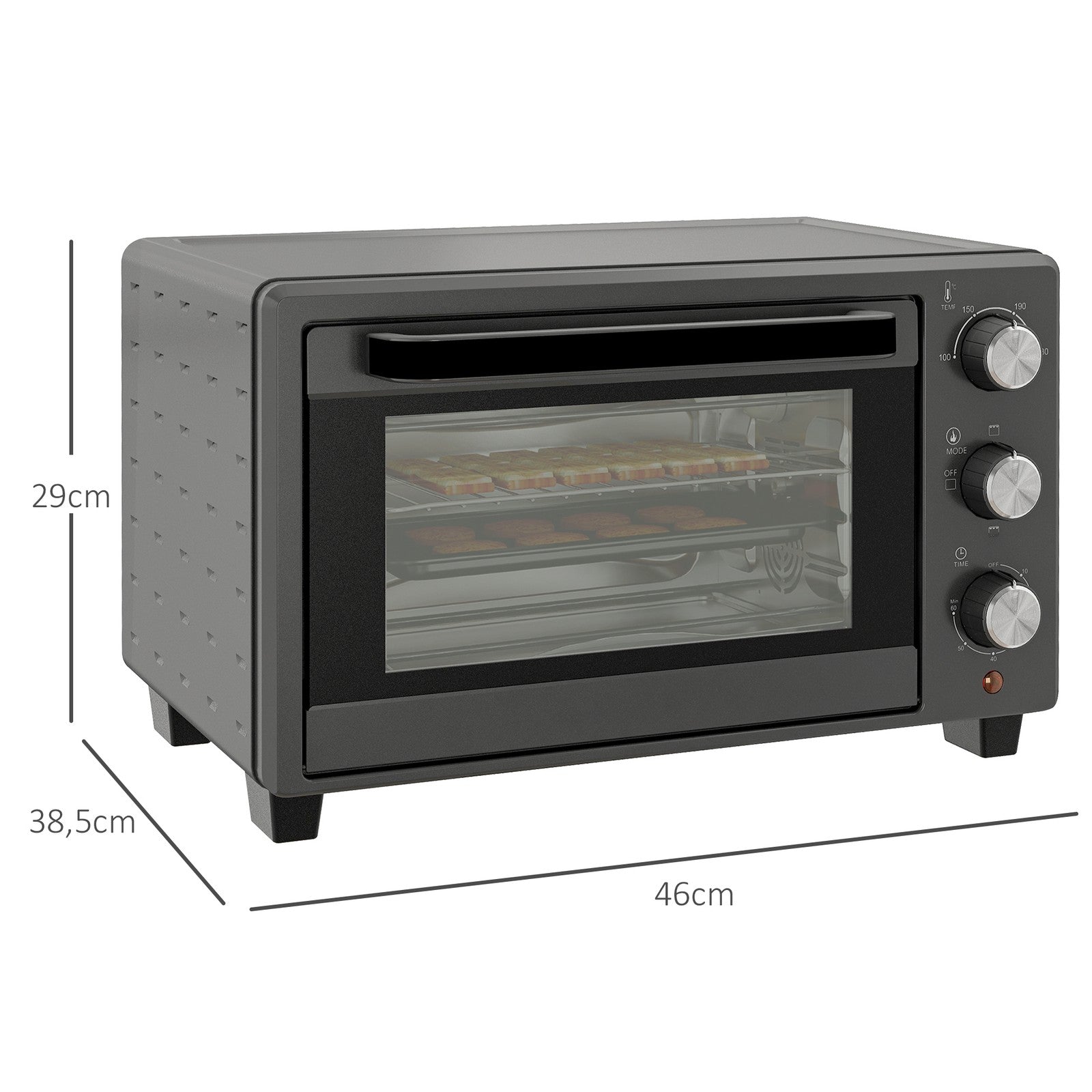 Minibackofen 21L 1400W 60 Min Timer, Kleinbackofen Mit 100 °C-230 °C Einstellbar