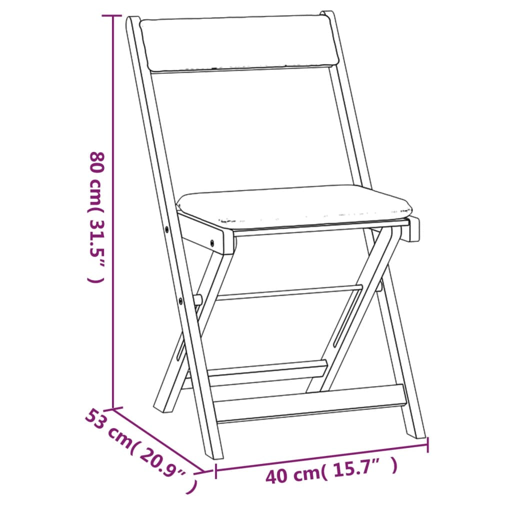 Bistro Set Klappbar Sitzgruppe Balkonmöbel 3-Tlg. Massivholz Akazie Vidaxl