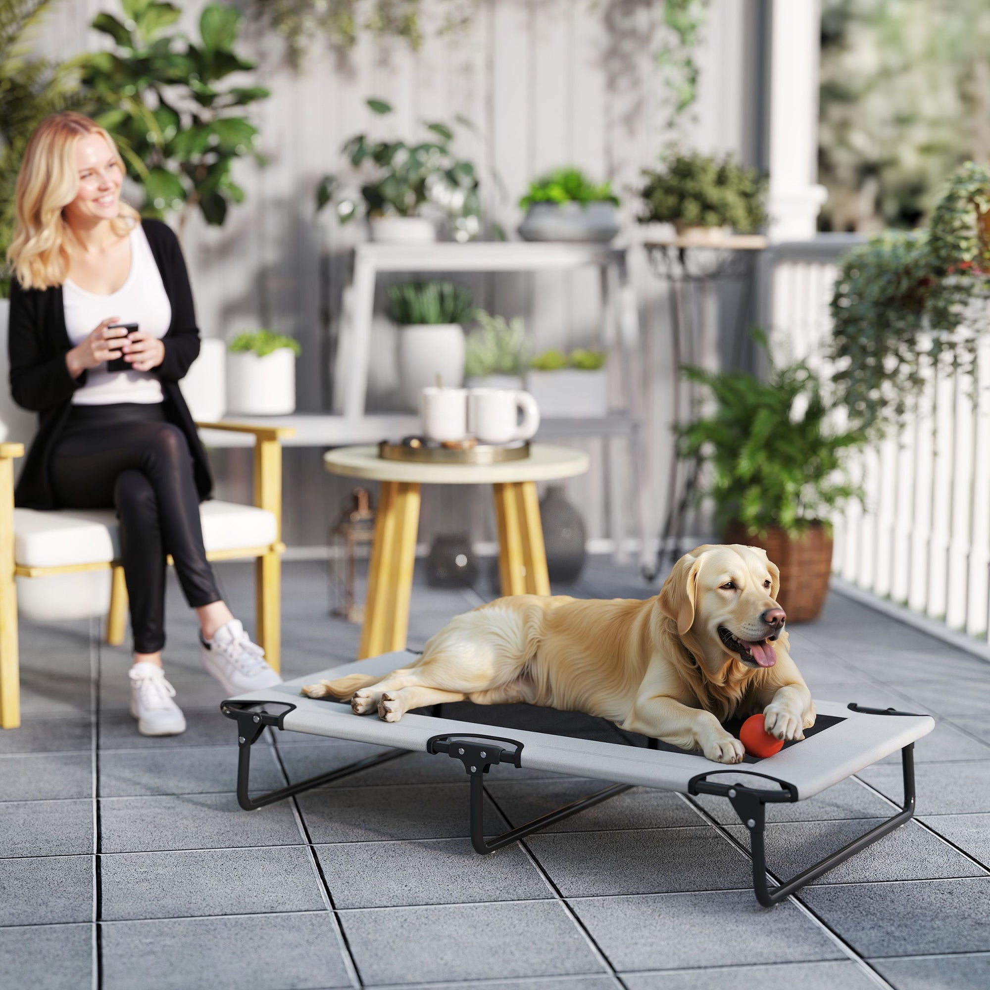 Erhöhtes Hundebett Klappbar Haustierbett, Outdoor Hundeliege Mit Netzdesign