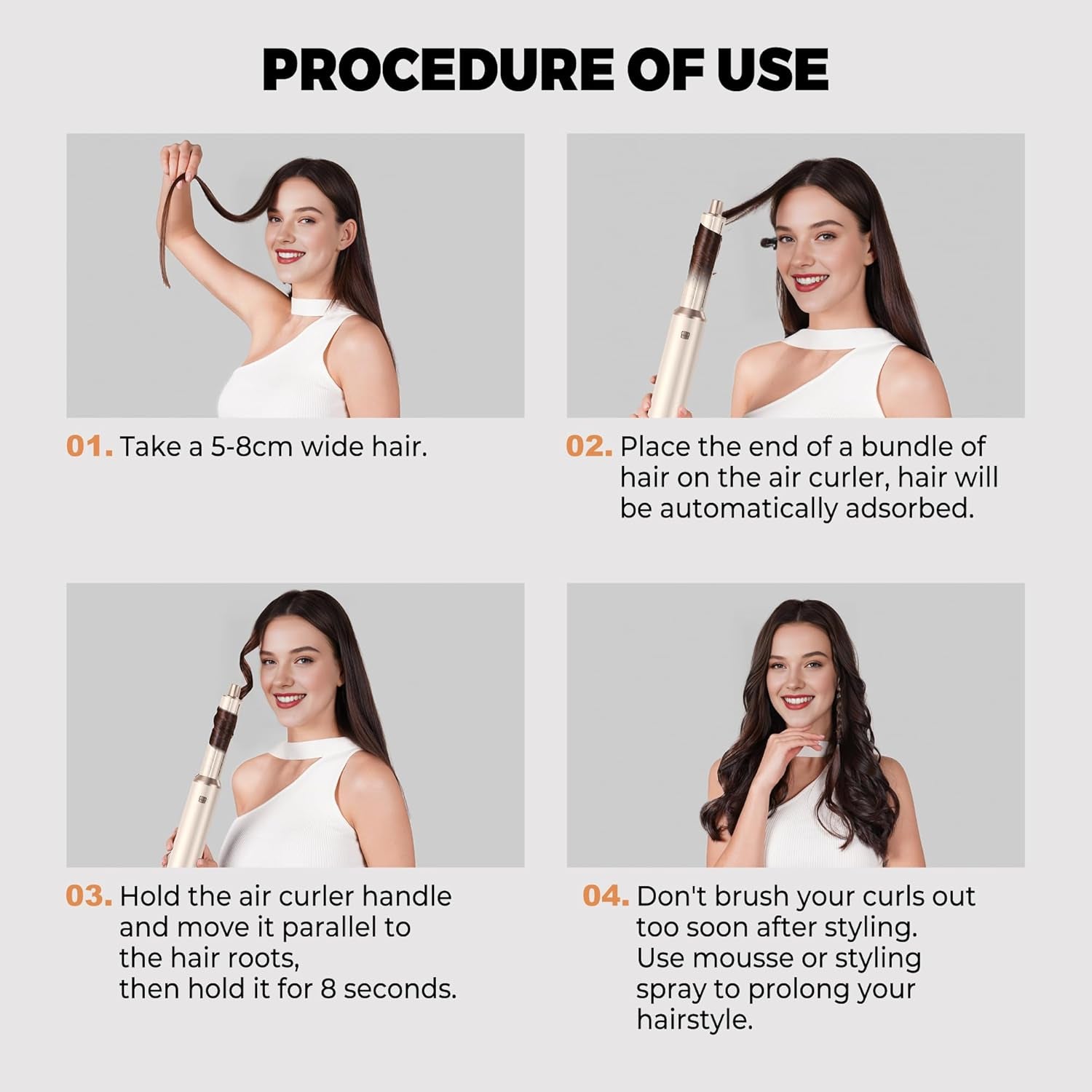 OKWRAP Hair Styler Set Haarstyler Hairstyler 5 in 1 Airstyler Air Curlers Föhn 5 in 1 Mit Rundbürstenföhn Hairdryer Brushes for Styling Föhn Lockenstab Luft Für Glätten, Trocknen, Volumen, Locken