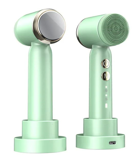 (US-DE Shipping) 6 In 1 Ultrasonic Electric Face Cleansing Brush Compress
