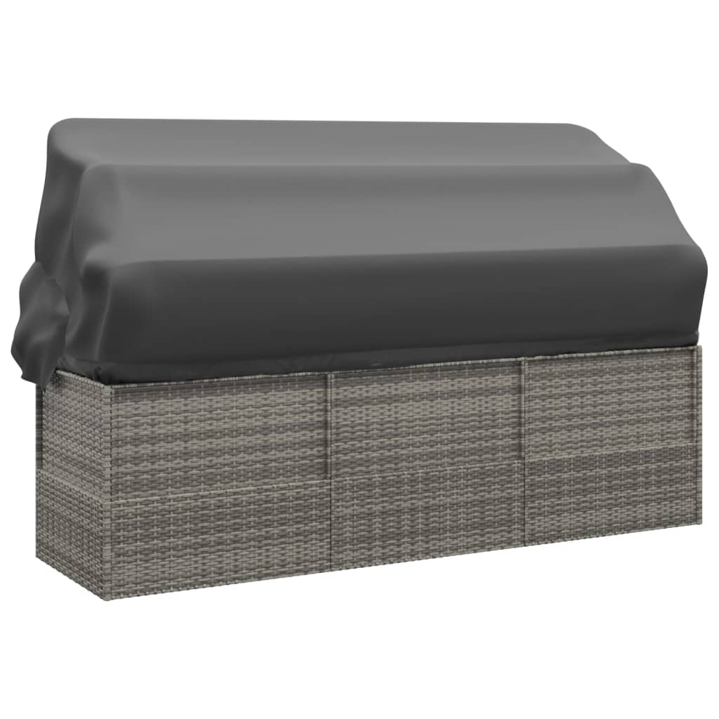 Outdoor Loungebett Mit Dach Kissen Gartenliege Gartenmöbel Poly Rattan Vidaxl