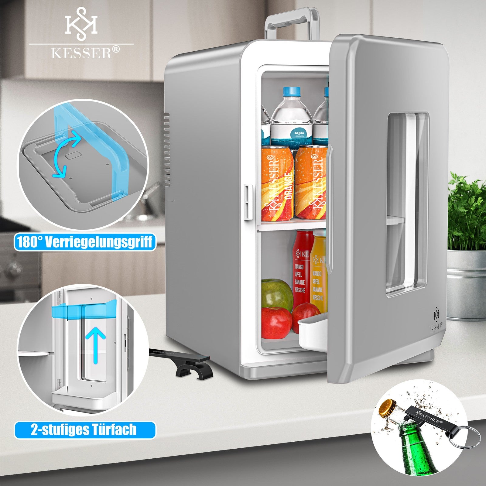 KESSER® Mini Kühlschrank 15 L Kühl Und Heizfunktion Minibar Kühlbox Thermobox