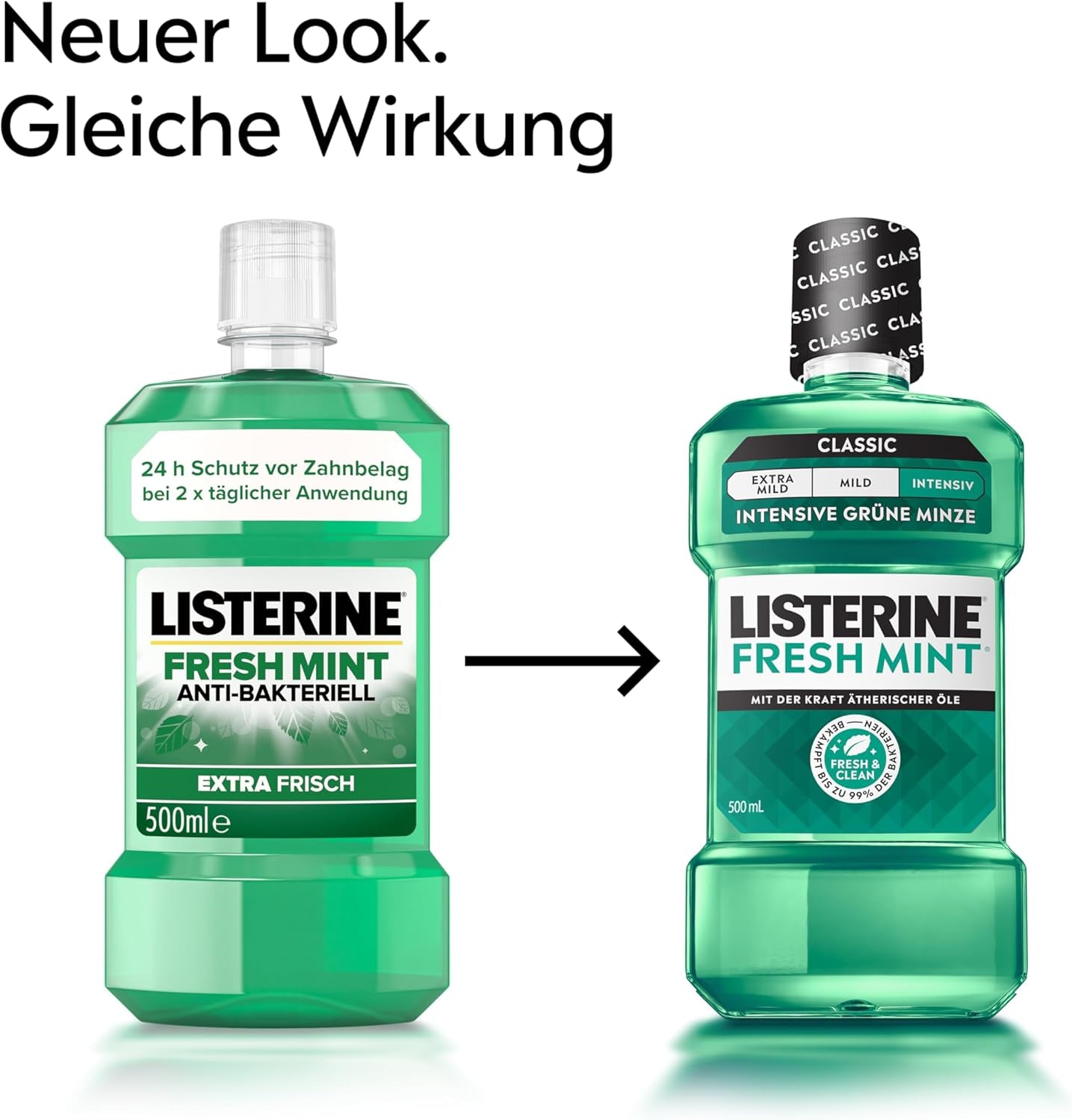 Listerine Fresh Mint Antibakterielle Mundspülung Für Frischen Atem, Mit Ätherischen Ölen, Bekämpft Mundgeruch Verursachende Bakterien, Mit Frischem Minzgeschmack