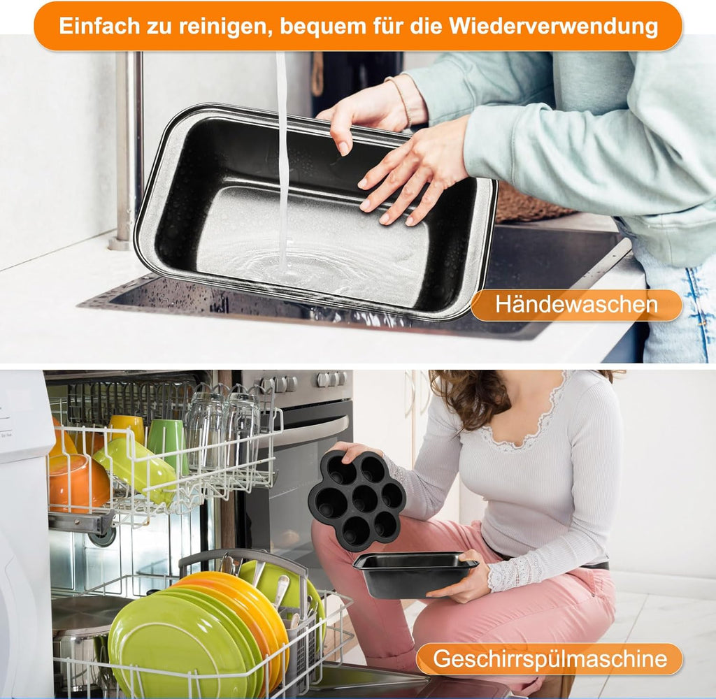 19PCS Zubehör Heißluftfritteuse Für Ninja Foodi AF400EU AF300EU AF500EU, Airfryer Zubehör Silikonform Heißluftfritteuse Zubehör Dual Zone Airfryer Accessories Für Innsky,Princess,Emerio 7,6L-9,5L