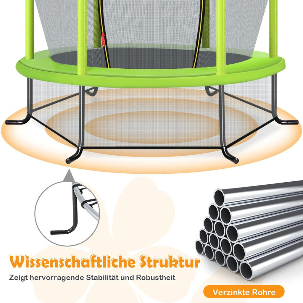 Ø165Cm Gartentrampolin Mit Sicherheitsnetz Trampolin Bis 135KG Belastbar Für Kinder Ab 3 Jahre