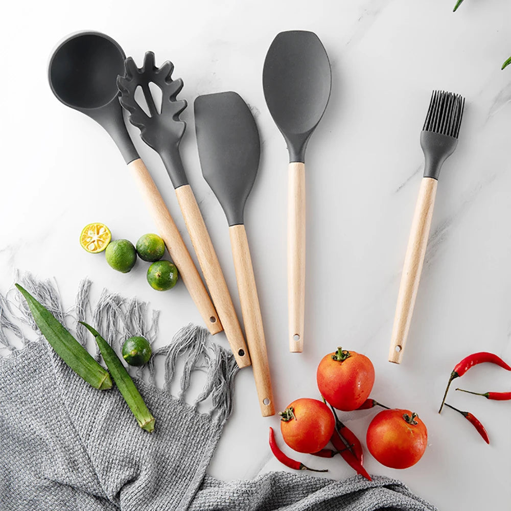 Silicone Kitchenware Cooking Utensils Set Non-Stick Cookware Kitchen Cooking Tool Set