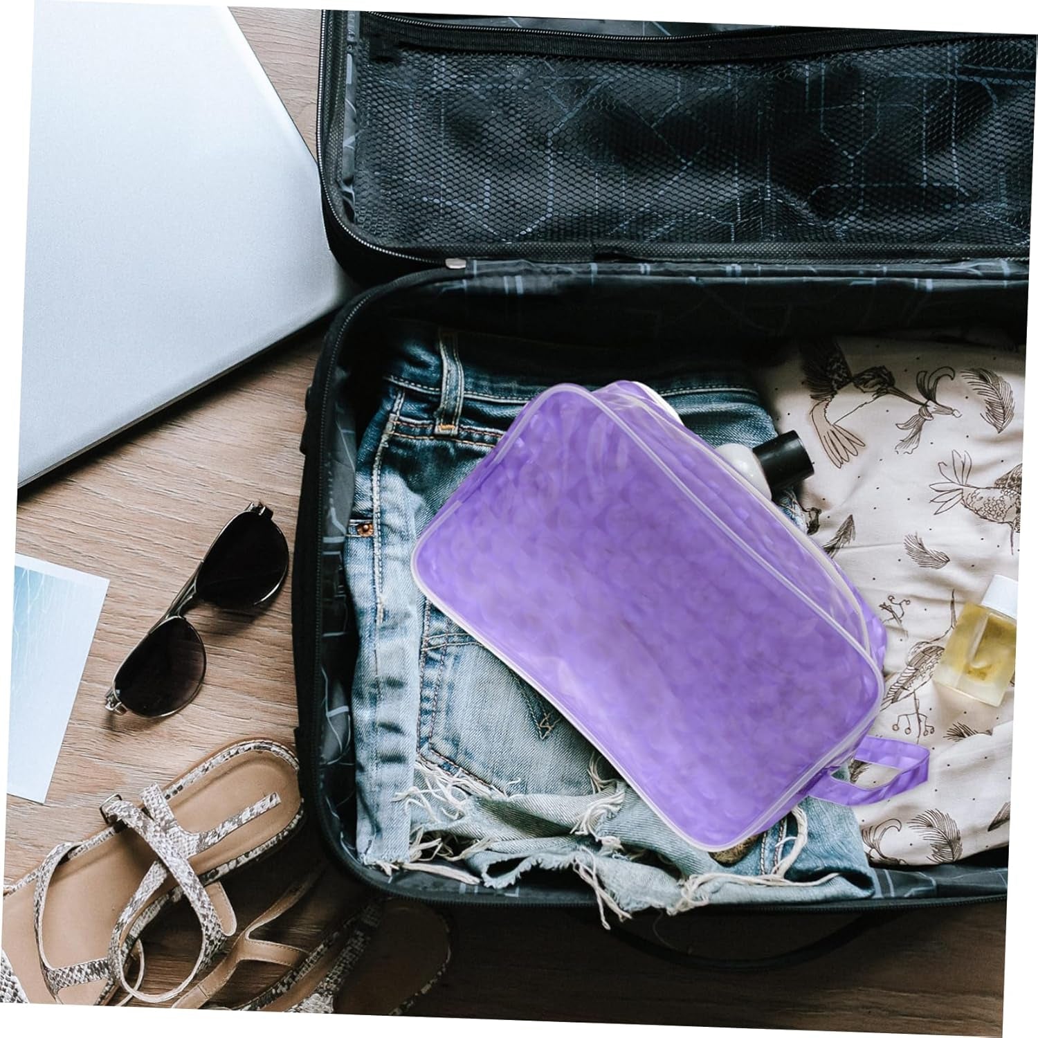 DOITOOL Reisetasche Kulturbeutel Eva Organizer Grau Mit Reißverschluss Für Reisen Schwimmen Strand