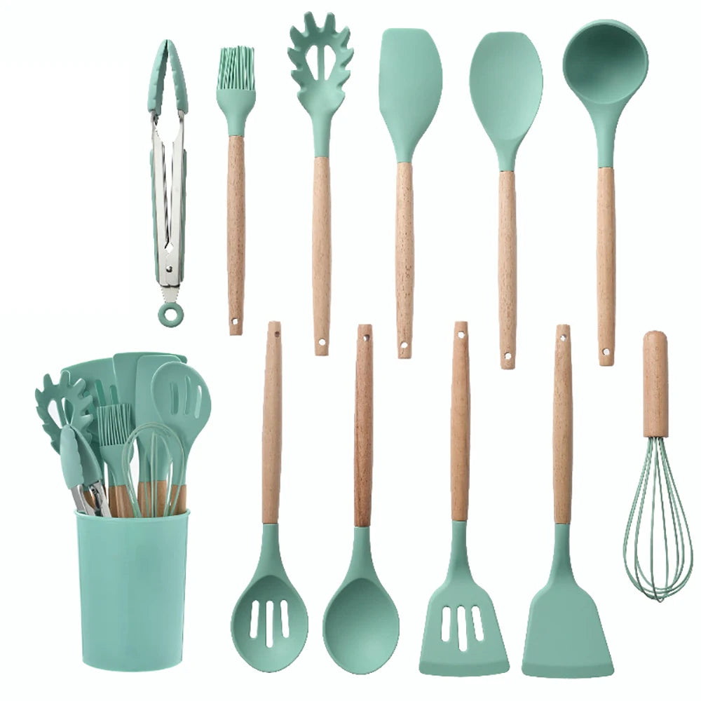 Silicone Kitchenware Cooking Utensils Set Non-Stick Cookware Kitchen Cooking Tool Set