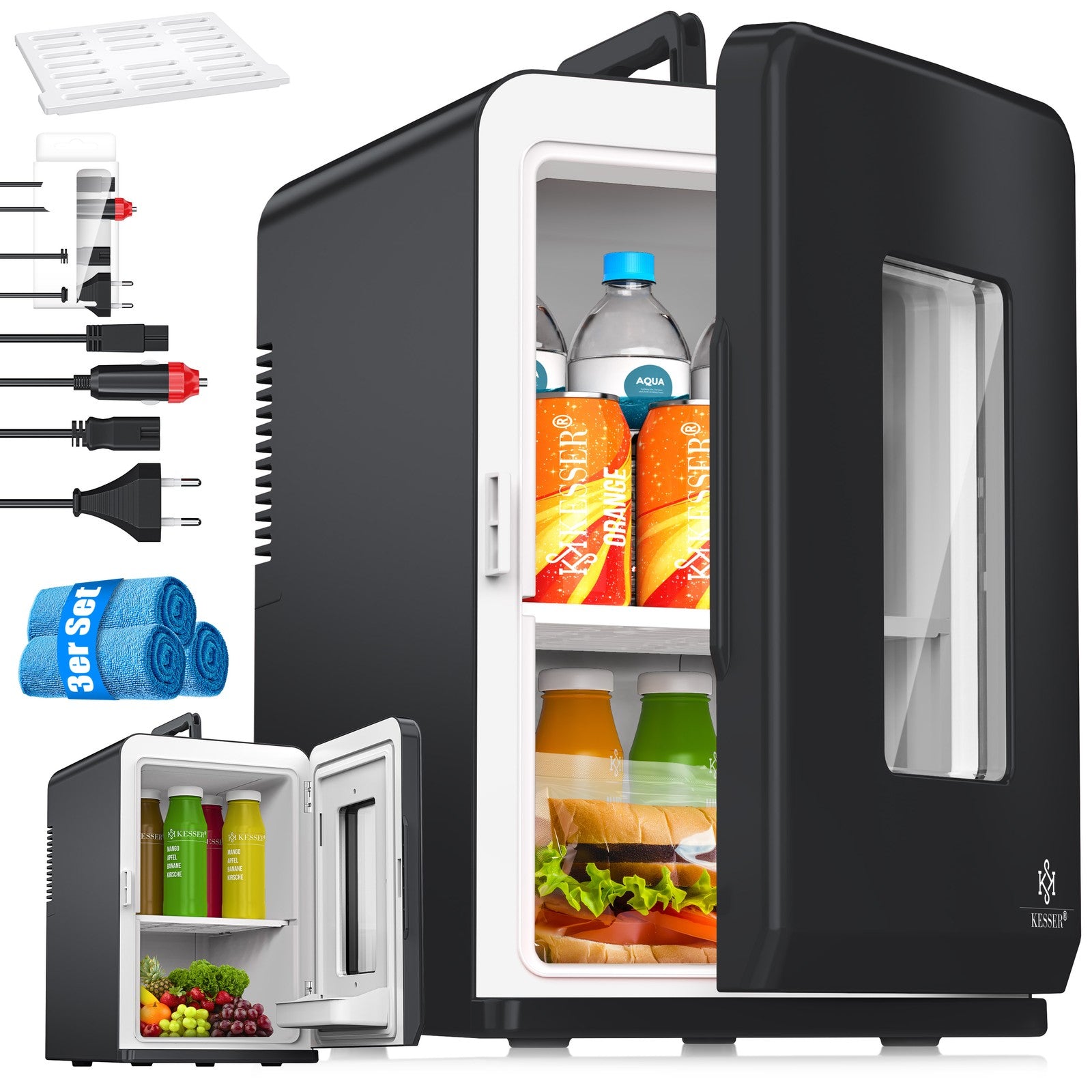 KESSER® Mini Kühlschrank 15 L Kühl Und Heizfunktion Minibar Kühlbox Thermobox
