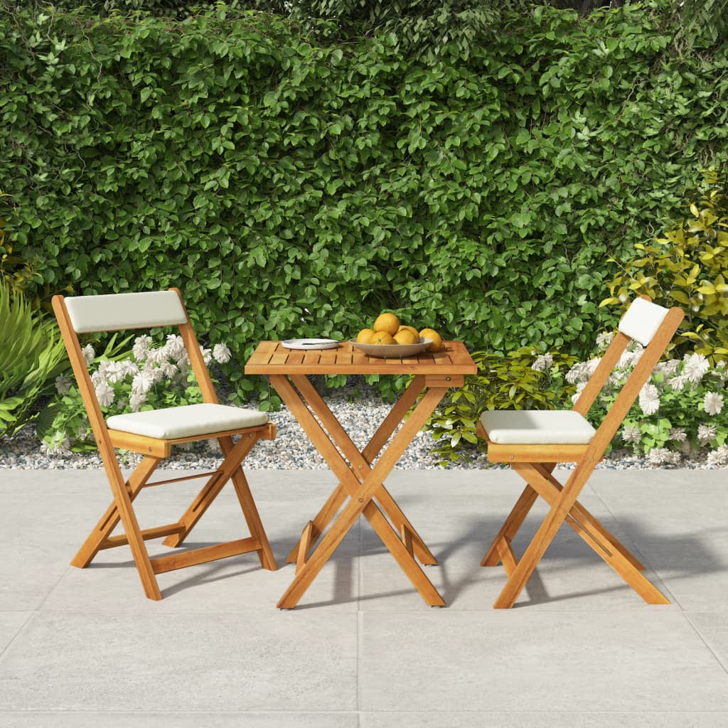 Bistro Set Klappbar Sitzgruppe Balkonmöbel 3-Tlg. Massivholz Akazie Vidaxl