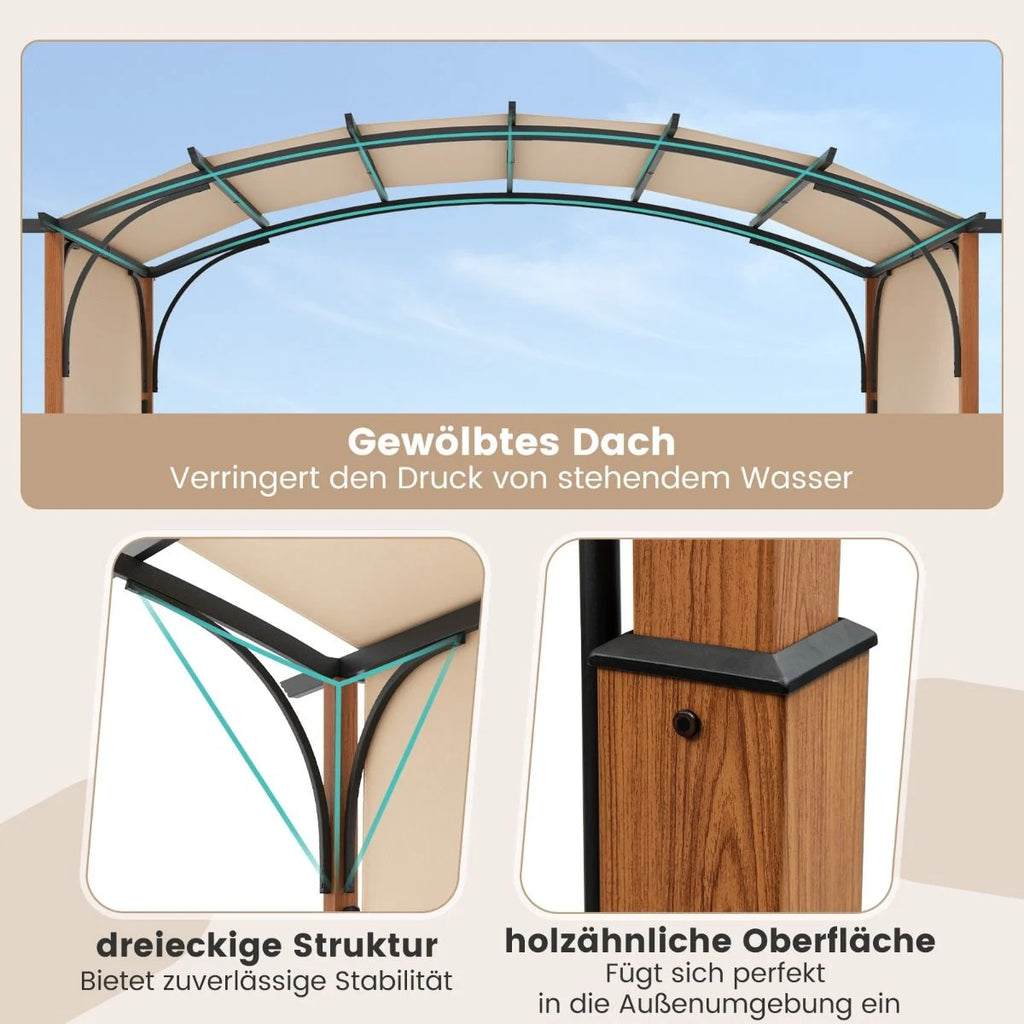3,6 X 3 M Pergola Mit Ausziehbarem Dach Wasserdichter Stabiler Winterfester Pavillon