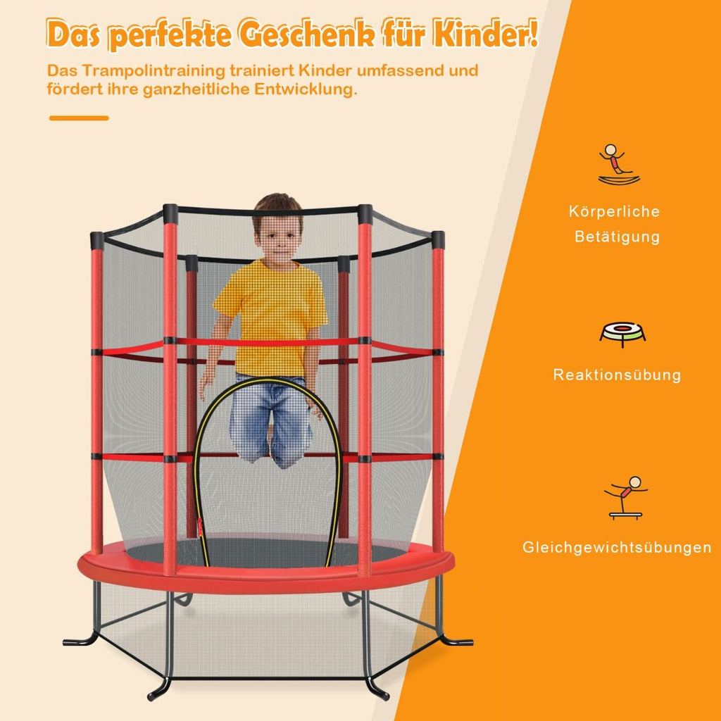 Ø165Cm Gartentrampolin Mit Sicherheitsnetz Trampolin Bis 135KG Belastbar Für Kinder Ab 3 Jahre