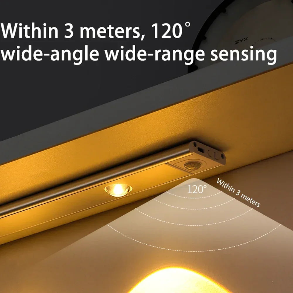 LED Kitchen under Cabinet Light USB Rechargeable Motion Sensor Bar Light for Kitchen Bedroom Wardrobe 20/30/40/50Cm Night Light