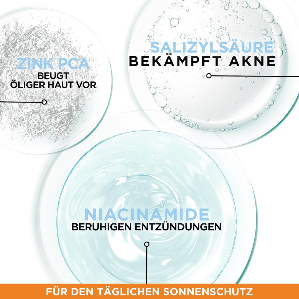 Garnier Ambre Solaire LSF 50+ Super UV Fluid Sonnenschutz, Sonnencreme Mit Hyaluronsäure, Ultraleichte & Mattierende Formel Für Das Gesicht, Unsichtbar, Schutz Vor Sonnenbrand & Pigmentflecken, 40Ml