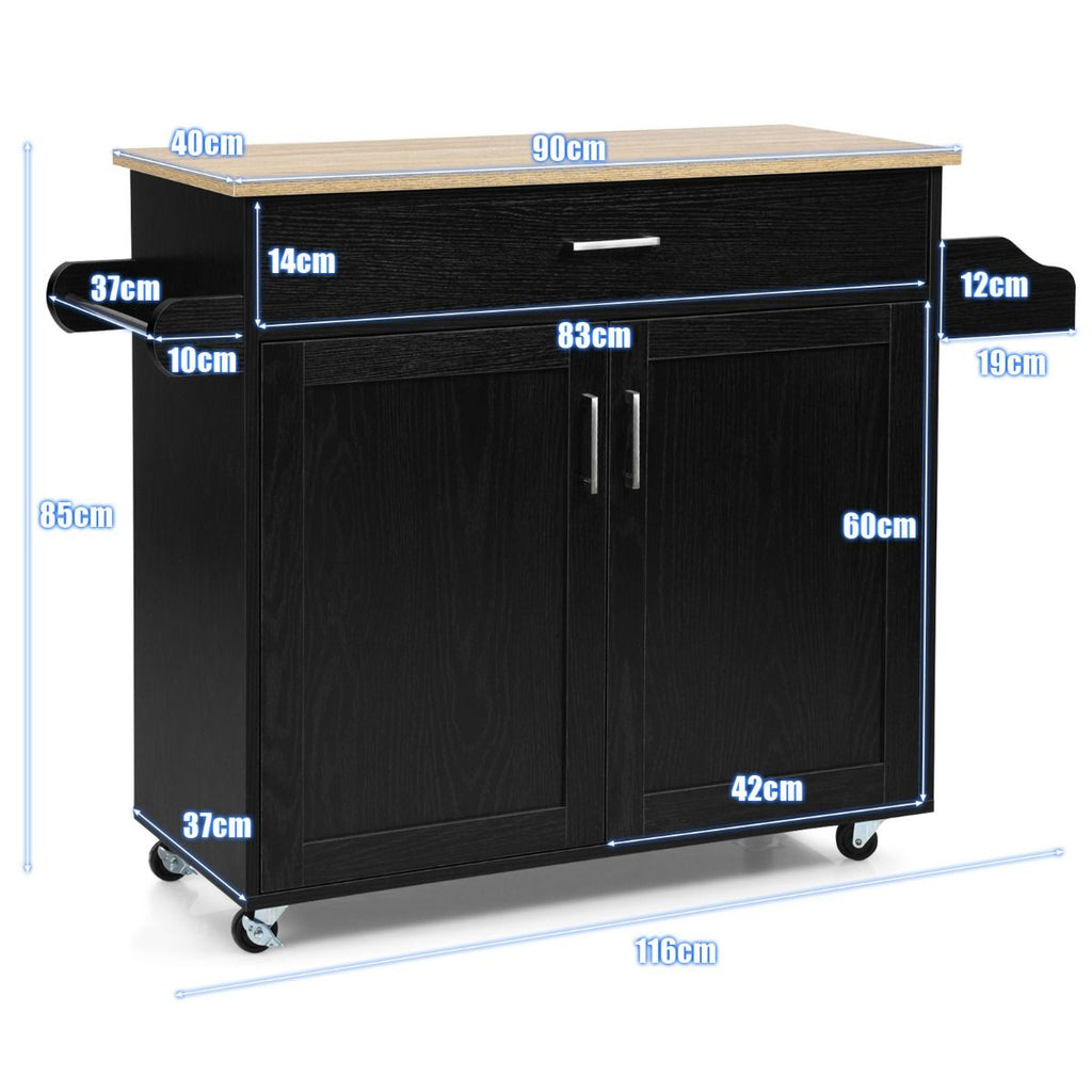 Küchenwagen Mit Handtuchhalter & Gewürzboard & Schublade Kücheninsel Rollbarer Küchenschrank
