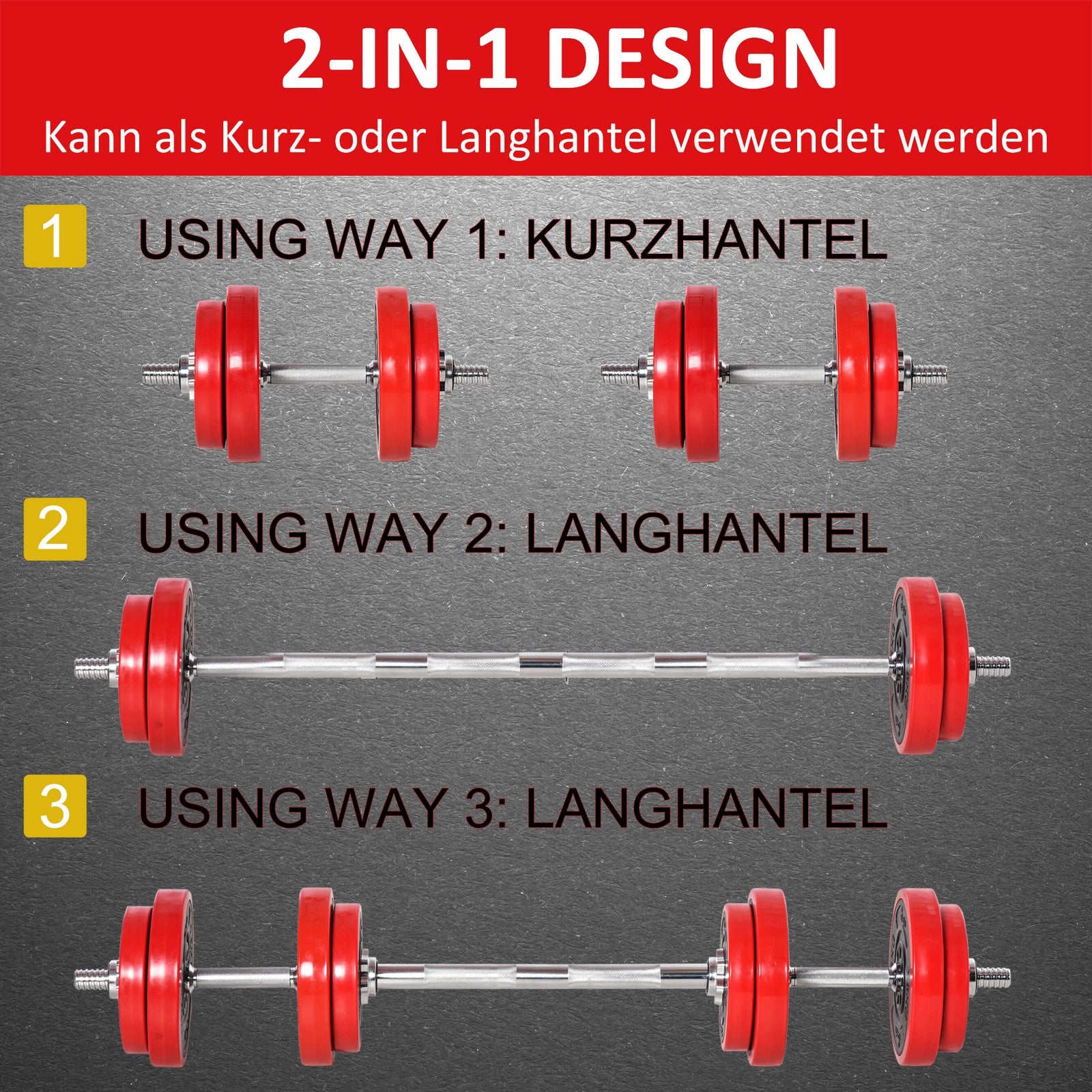 Hantelset Verstellbare Langhantel & Kurzhantel Fitness-Übung