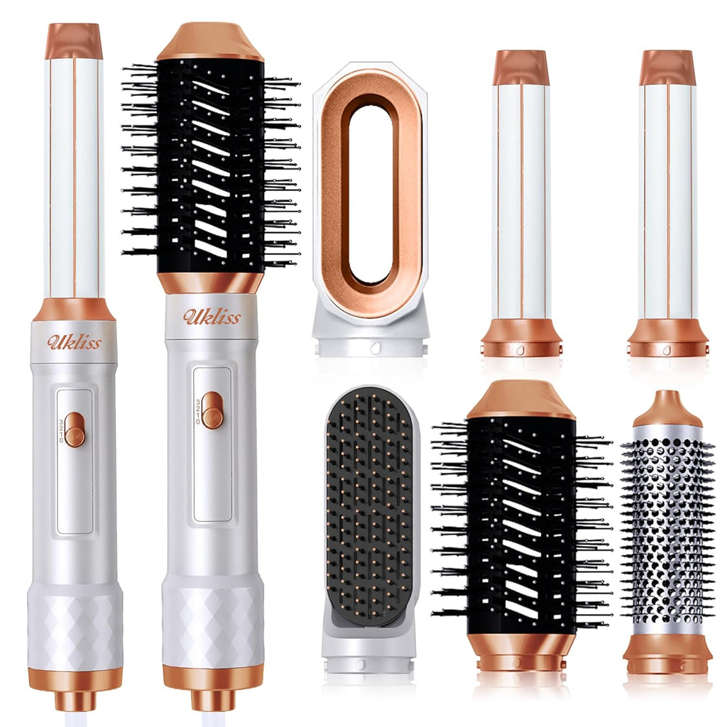Hot Air Styler 6 in 1, UKLISS Föhnbürste Mit 6 Ersatz: 1000W Haartrockner, Airflow-Auto Lockenstab, Lockenbürste, Rundbürstenföhn, Haarglätter Für Haar Volumen, Glätten, Locken Und Föhnen, Haarpflege