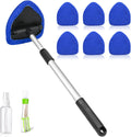 9Pcs Autoscheiben Innenreiniger Set,Einziehbares Werkzeug Zur Reinigung Der Windschutzscheibe,6 Mikrofaserpads,Sprühflaschen,Klimaanlagenbürste