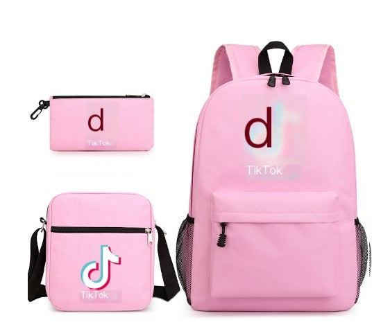 Customizable TikTok Print Backpack Set with Pouch