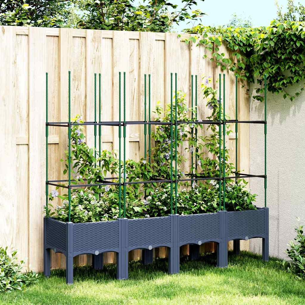 Pflanzkübel Mit Rankgitter Blumenkübel Gartenspalier Pflanzkasten PP Vidaxl