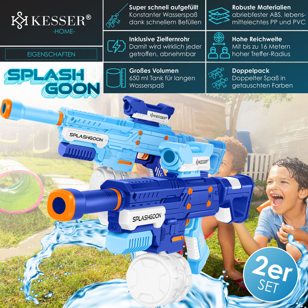 KESSER® 2X Wasserpistole Inkl. Zielfernrohr Wasser Spritzpistole 16M, 1,65L Tank