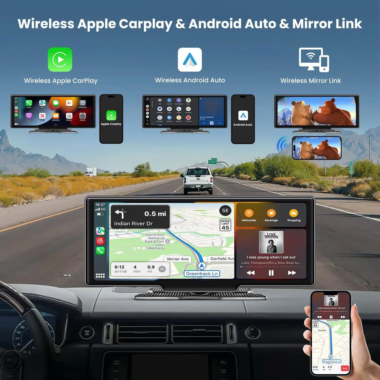 10.26 Inch 4K ADAS Car DVR Wireless Carplay Android Auto Car Radio Multimedia GPS Navigation Video Player BT WIFI Stereo