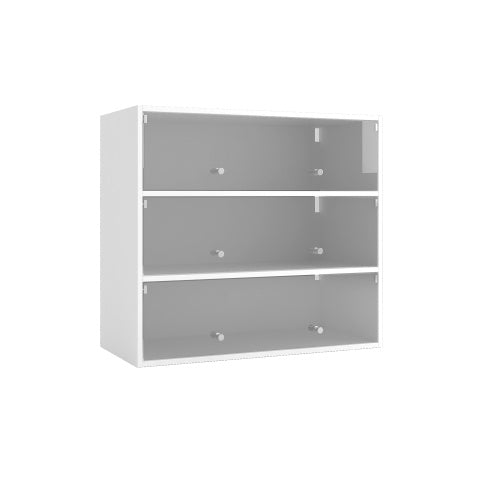 (US Shipping) White Glass Door Shoe Box Shoe Storage Cabinet With RGB Led Light