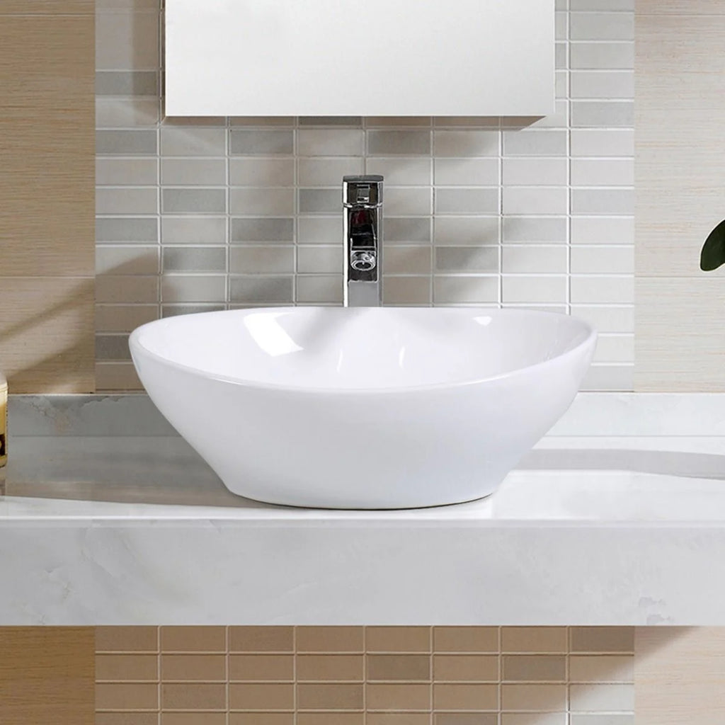 Rund Aufsatzwaschbecken Keramik Waschbecken Aufsatzwaschschale Bad Waschtisch Weiß