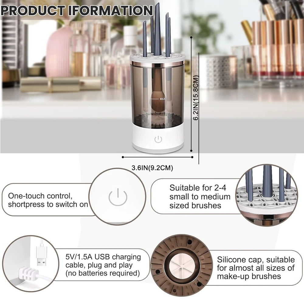 (US Shipping ) Automatic Brush Cleaner Electric Makeup Brush Cleaning Machine Fast Clean Dryer