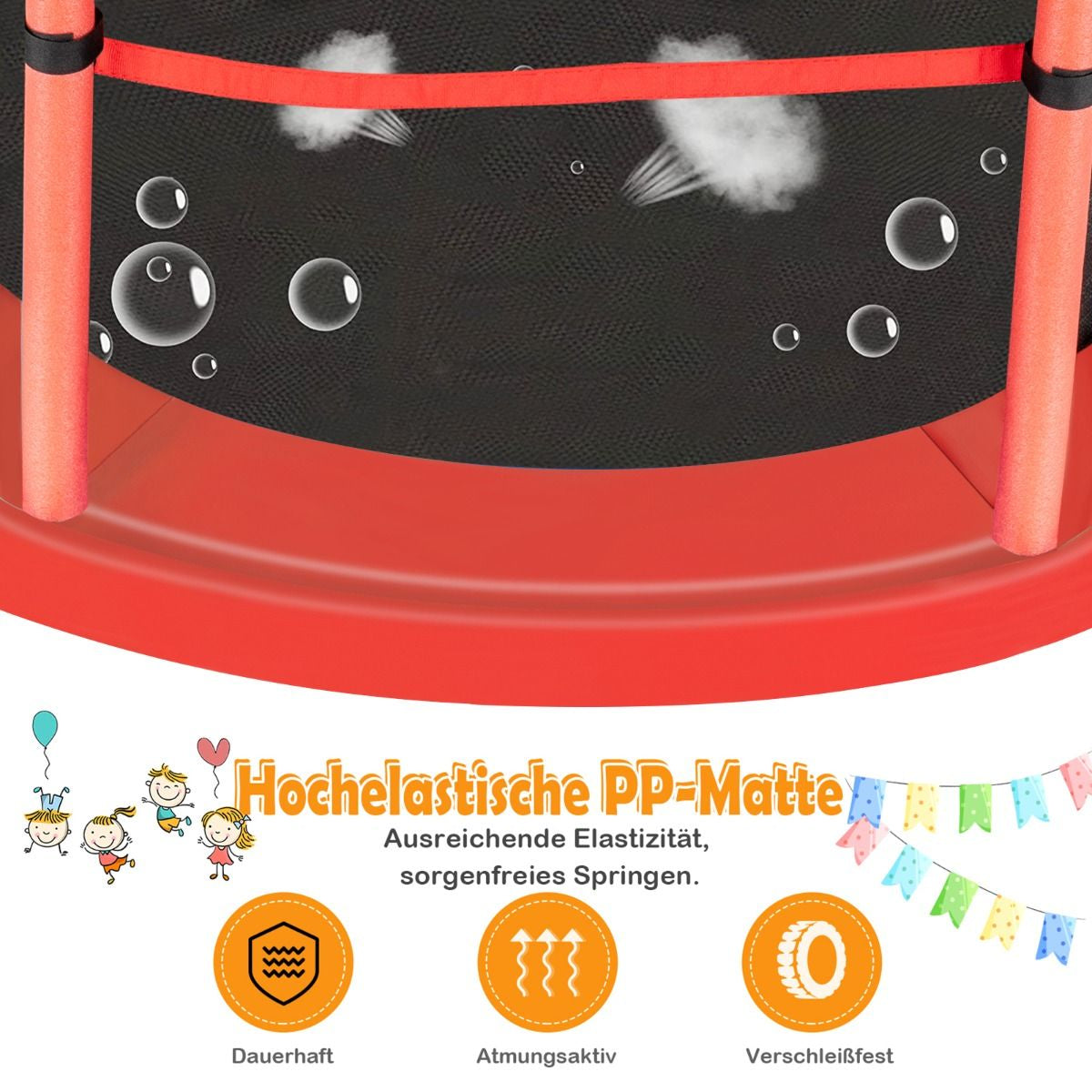 Ø165Cm Gartentrampolin Mit Sicherheitsnetz Trampolin Bis 135KG Belastbar Für Kinder Ab 3 Jahre