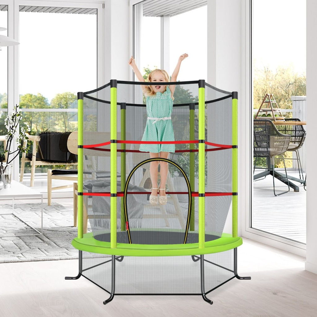 Ø165Cm Gartentrampolin Mit Sicherheitsnetz Trampolin Bis 135KG Belastbar Für Kinder Ab 3 Jahre