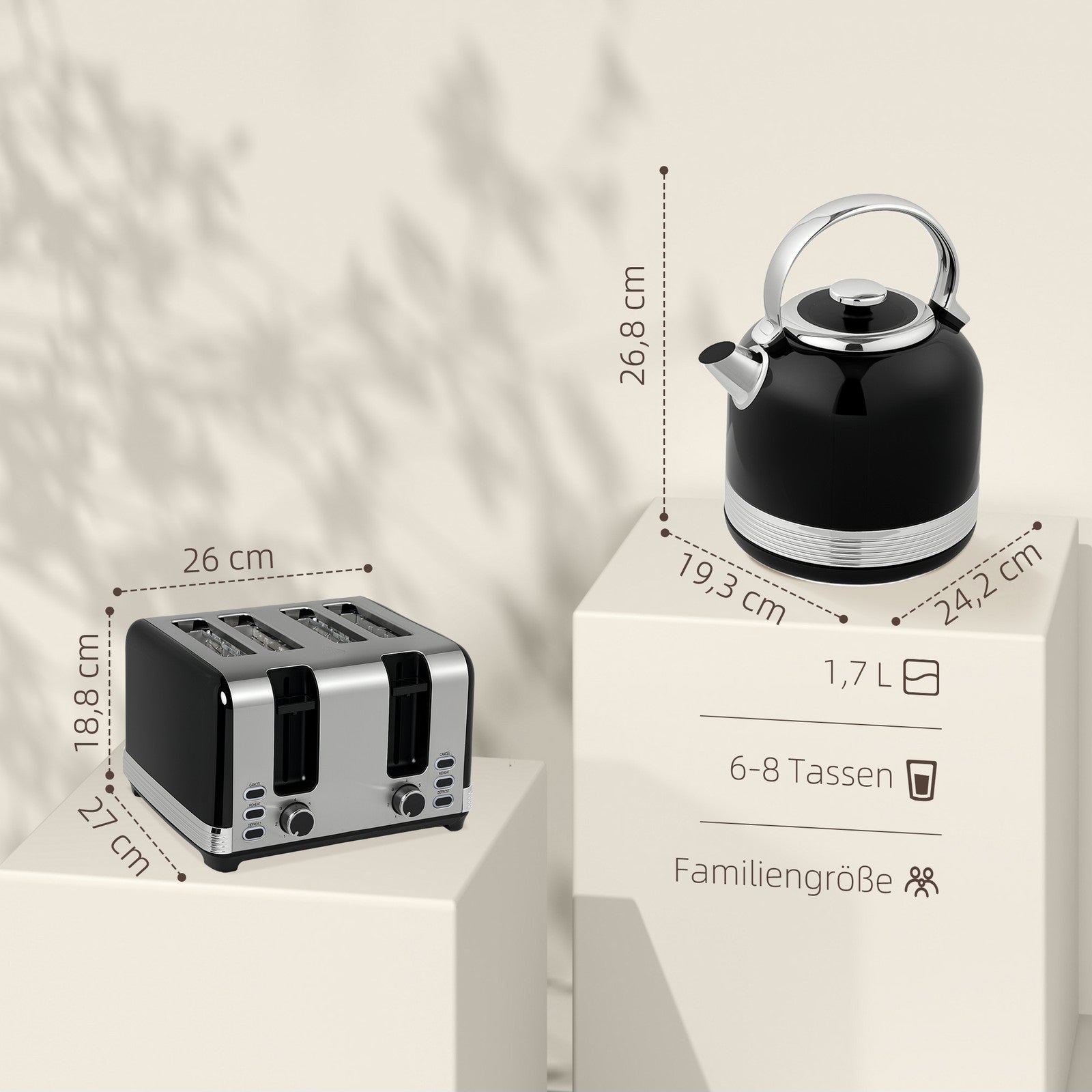 Wasserkocher- Und Toaster-Set, 7 Bräunungsstufe