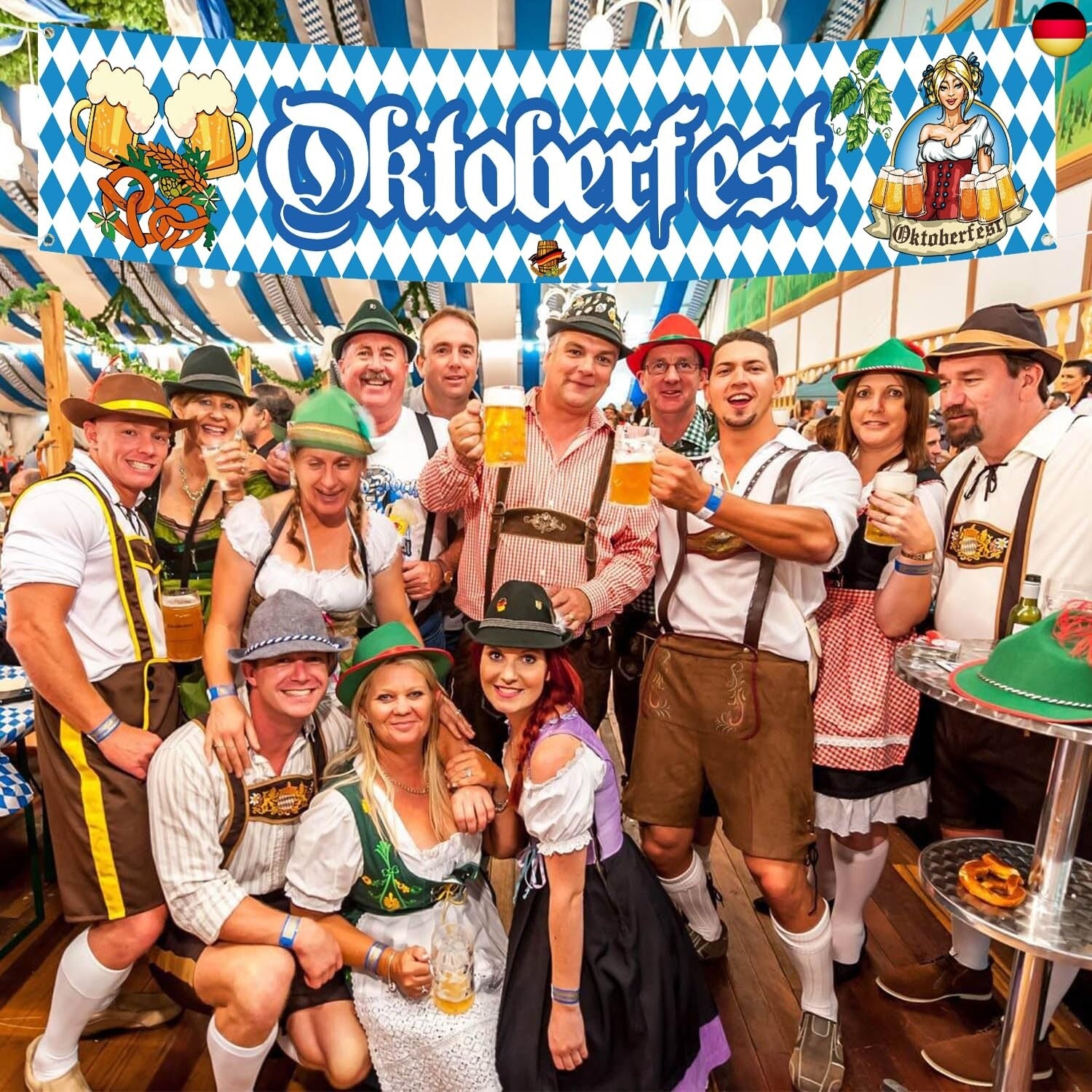 Oktoberfest Party Banner, 300 × 50 Cm Bayerisches Oktoberfest Deko, Oktoberfest