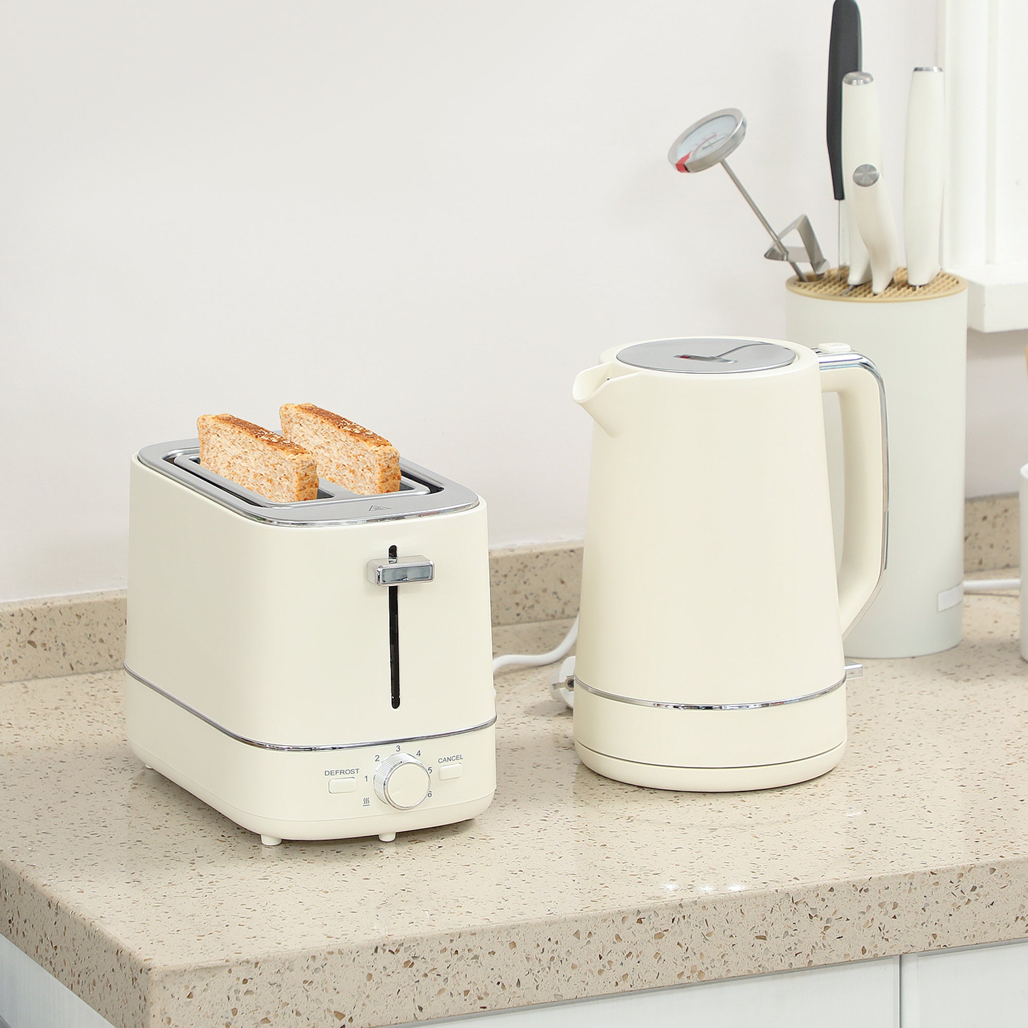 Wasserkocher Toaster Set Frühstück-Set Mit 1,7L Wasserkocher, 2 Scheiben Toaster