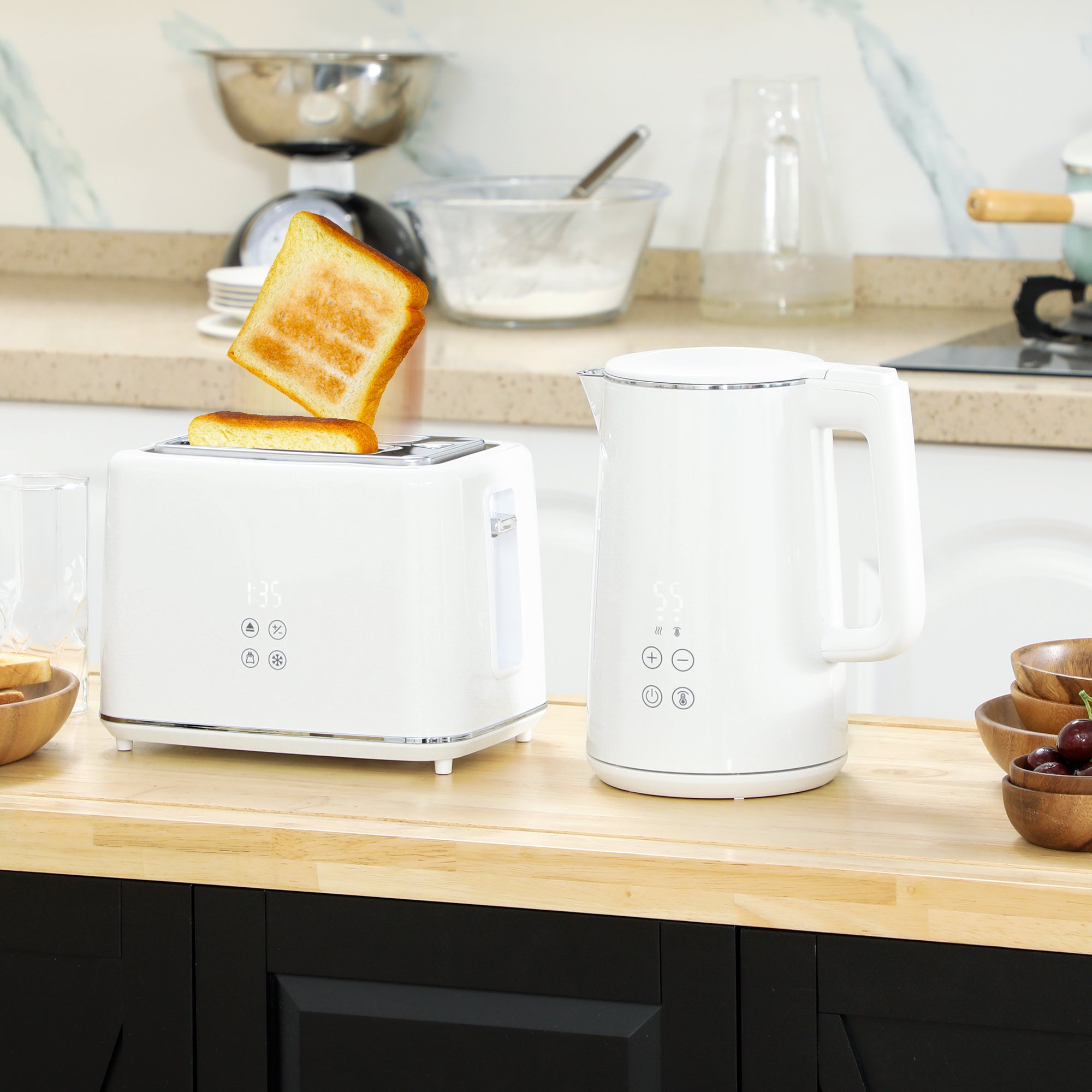 Küchenset Mit Wasserkocher Und Toaster, 7 Bräunungsstufe