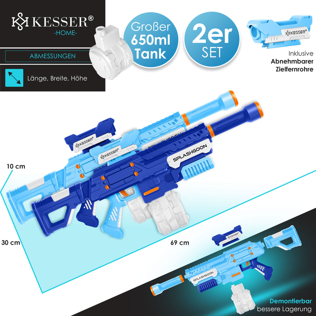 KESSER® 2X Wasserpistole Inkl. Zielfernrohr Wasser Spritzpistole 16M, 1,65L Tank