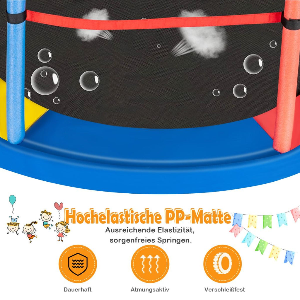 Ø165Cm Gartentrampolin Mit Sicherheitsnetz Trampolin Bis 135KG Belastbar Für Kinder Ab 3 Jahre