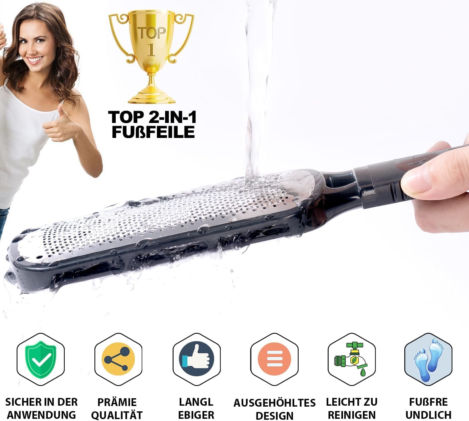 Antonki Hornhauthobel Hornhautentferner Edelstahl - Doppelseitig (Grob & Fein) Für Fußpflege, Manuelle Pediküre Hornhautfeile Gegen Hornhaut Entfernen Am Fuß - Sanft & Schnell, Leicht Zu Reinigen