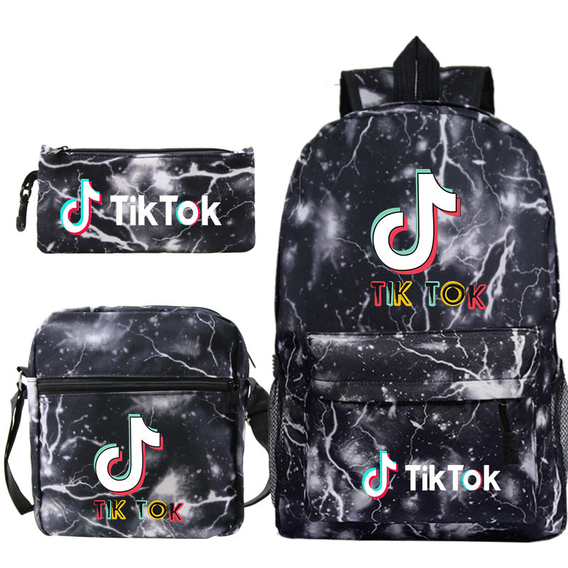 Customizable TikTok Print Backpack Set with Pouch
