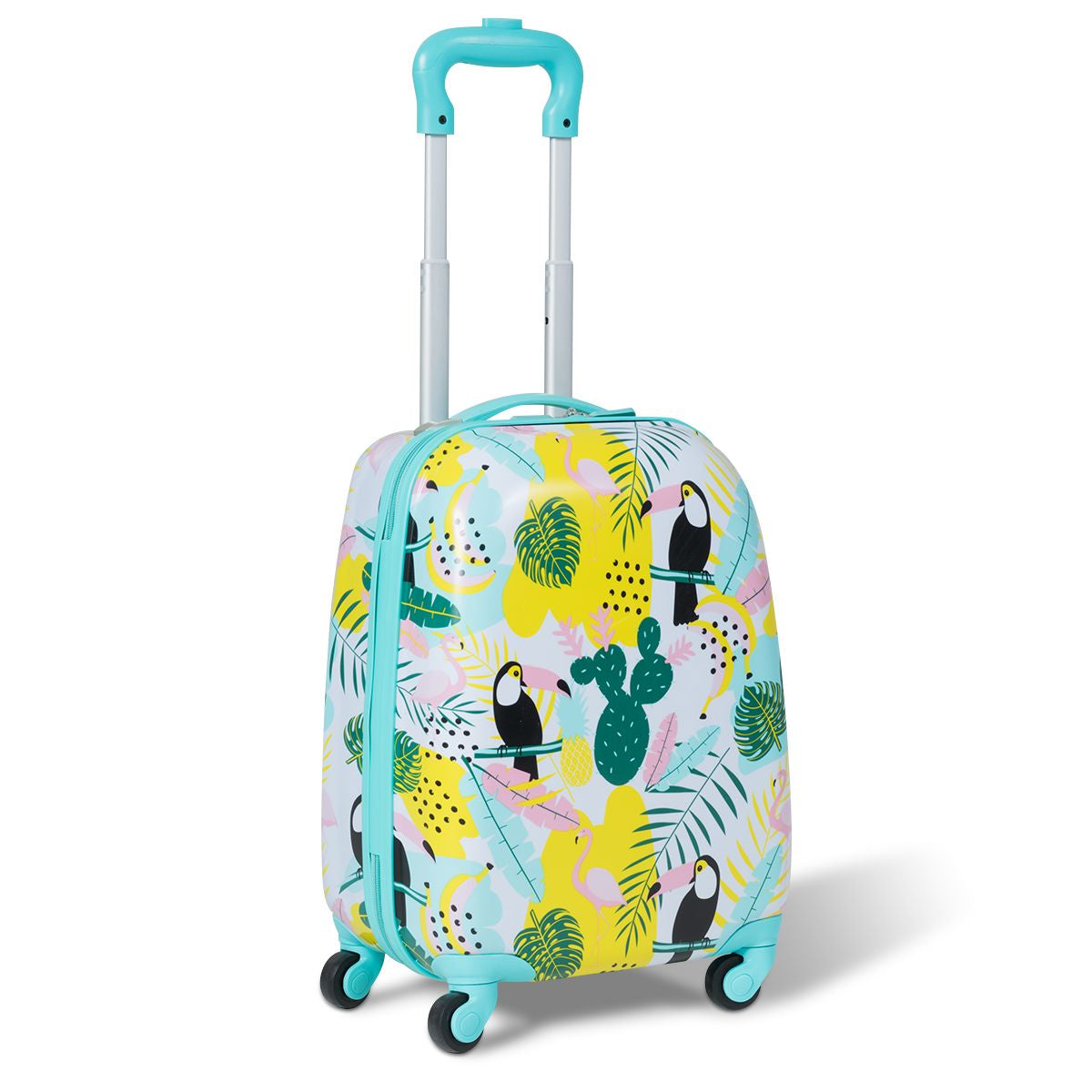 2 Tlg Kindergepäck Flamingosblid Reisekoffer Kinderkoffer + Rucksack Blau