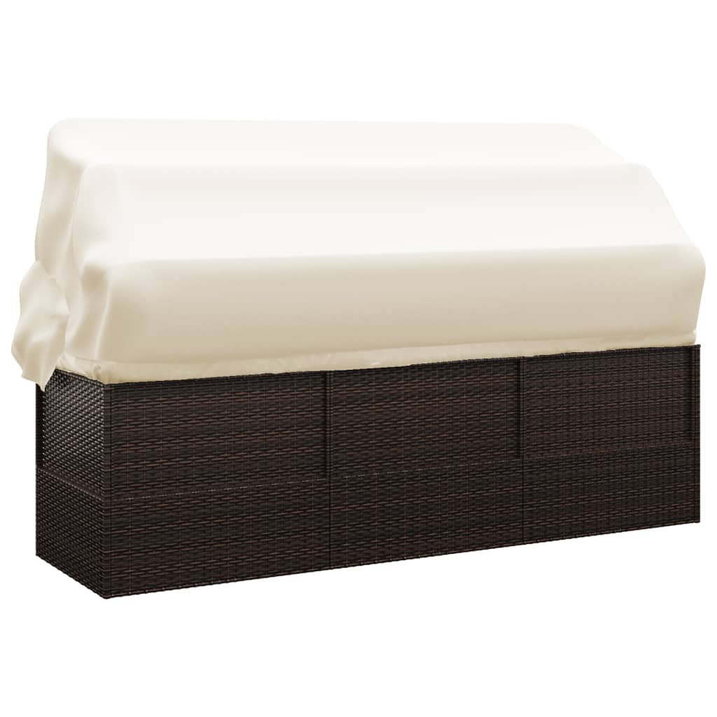Outdoor Loungebett Mit Dach Kissen Gartenliege Gartenmöbel Poly Rattan Vidaxl