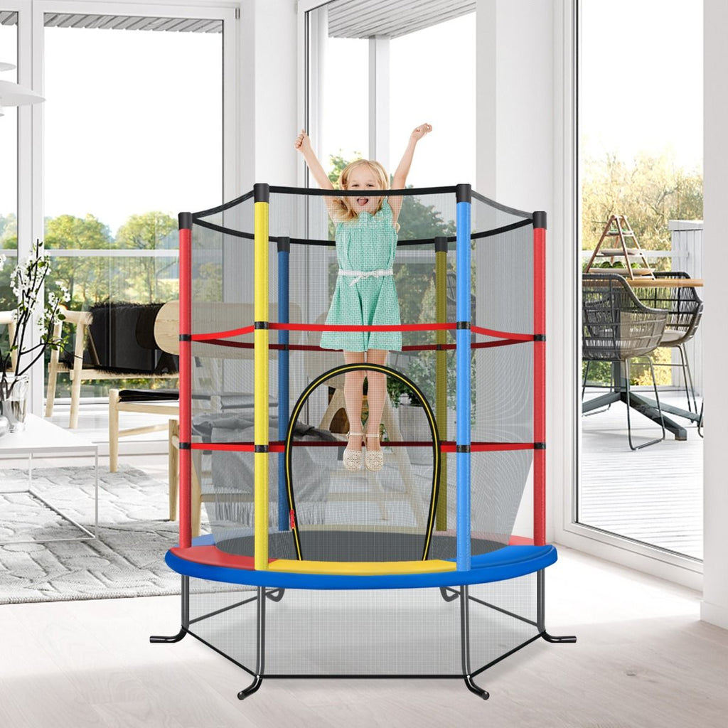 Ø165Cm Gartentrampolin Mit Sicherheitsnetz Trampolin Bis 135KG Belastbar Für Kinder Ab 3 Jahre