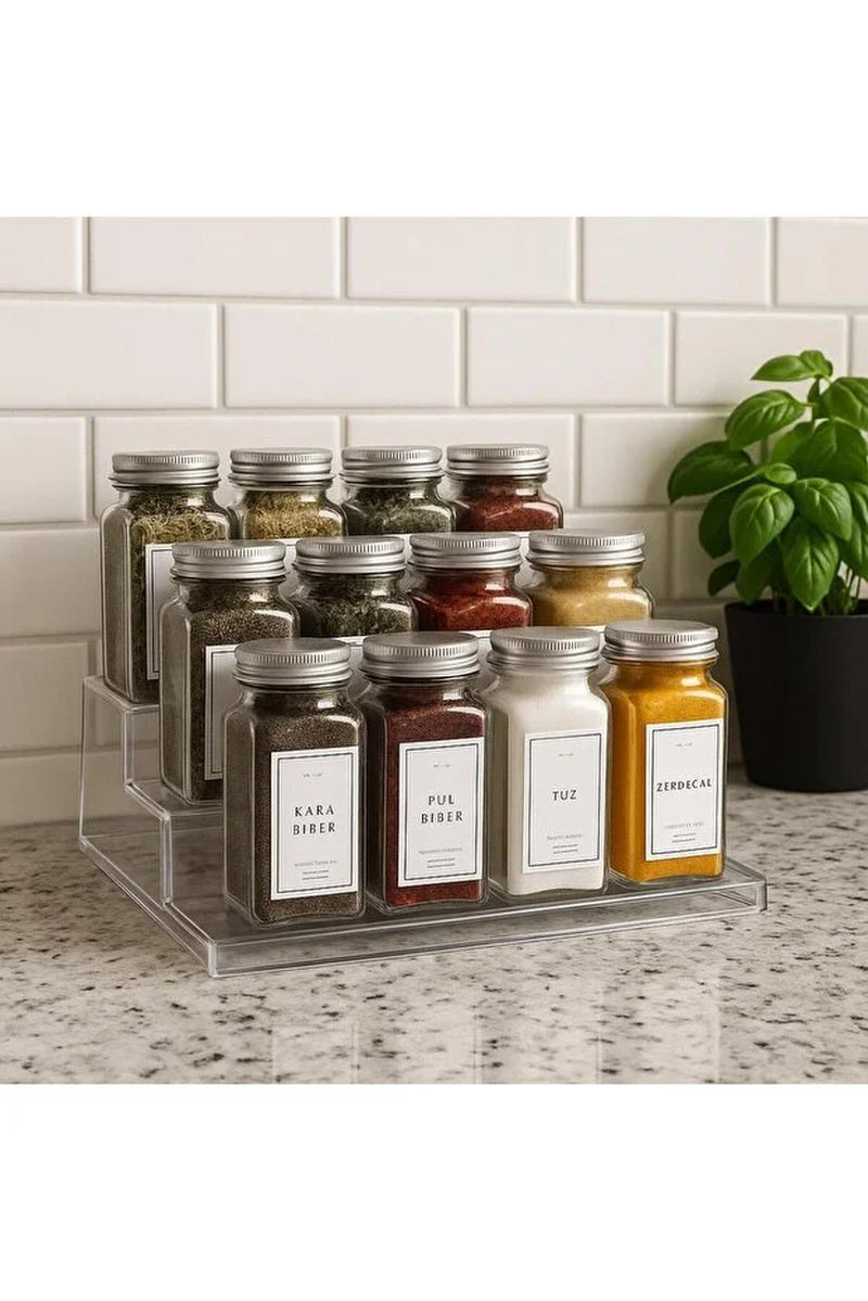 3-Tier Spice Cosmetic Stand Acrylic Display Rack Stylish Practical Organizer