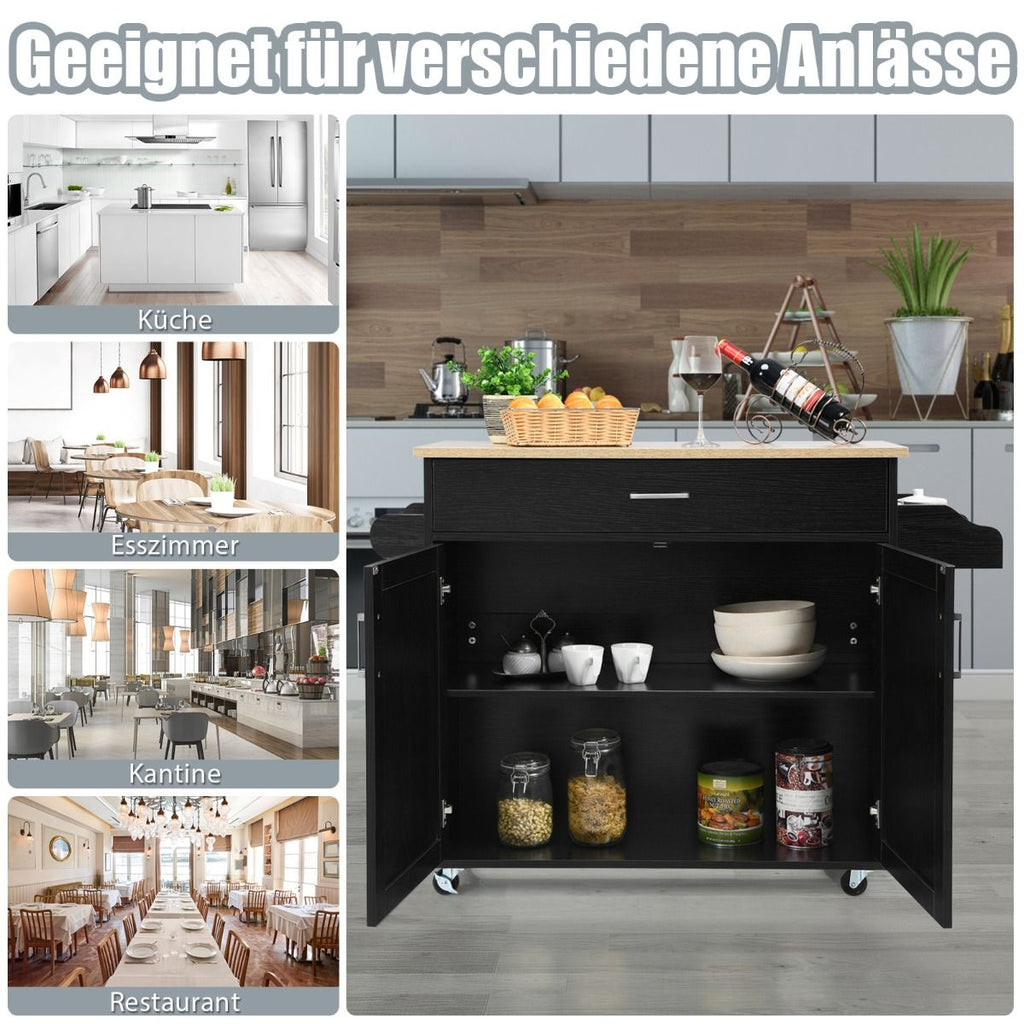 Küchenwagen Mit Handtuchhalter & Gewürzboard & Schublade Kücheninsel Rollbarer Küchenschrank